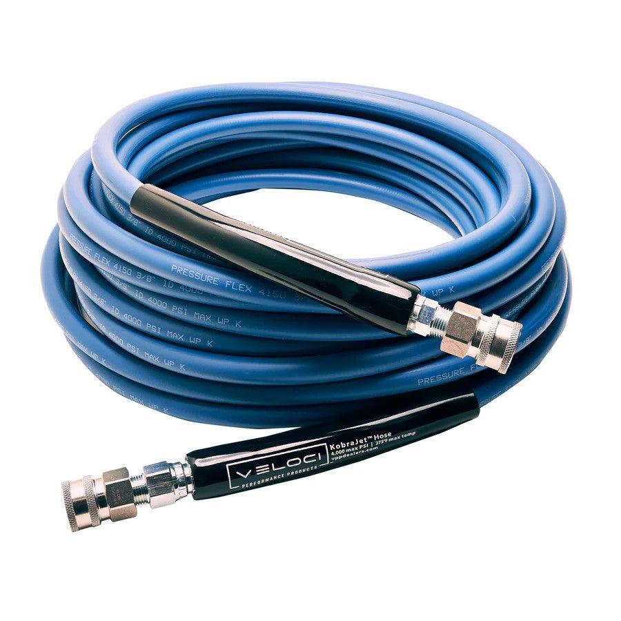MTM HYDRO TUYAU LAVEUSE HAUTE PRESSION LISSE 3/8 X 25 4 000 PSI, BLEU AVEC RACCORDS RAPIDES EN INOX
