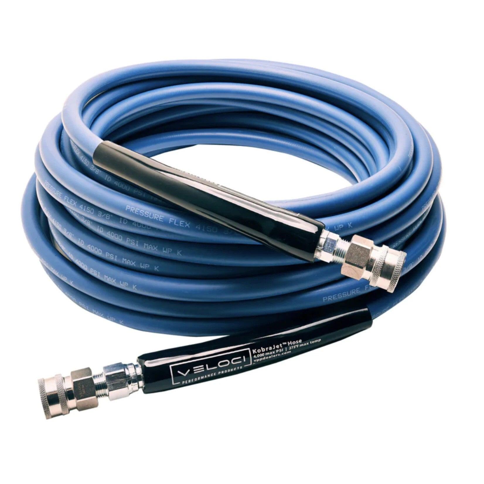 MTM HYDRO TUYAU LAVEUR HAUTE PRESSION LISSE 3/8 X 50 4 000 PSI, BLEU AVEC RACCORDS RAPIDES EN INOX