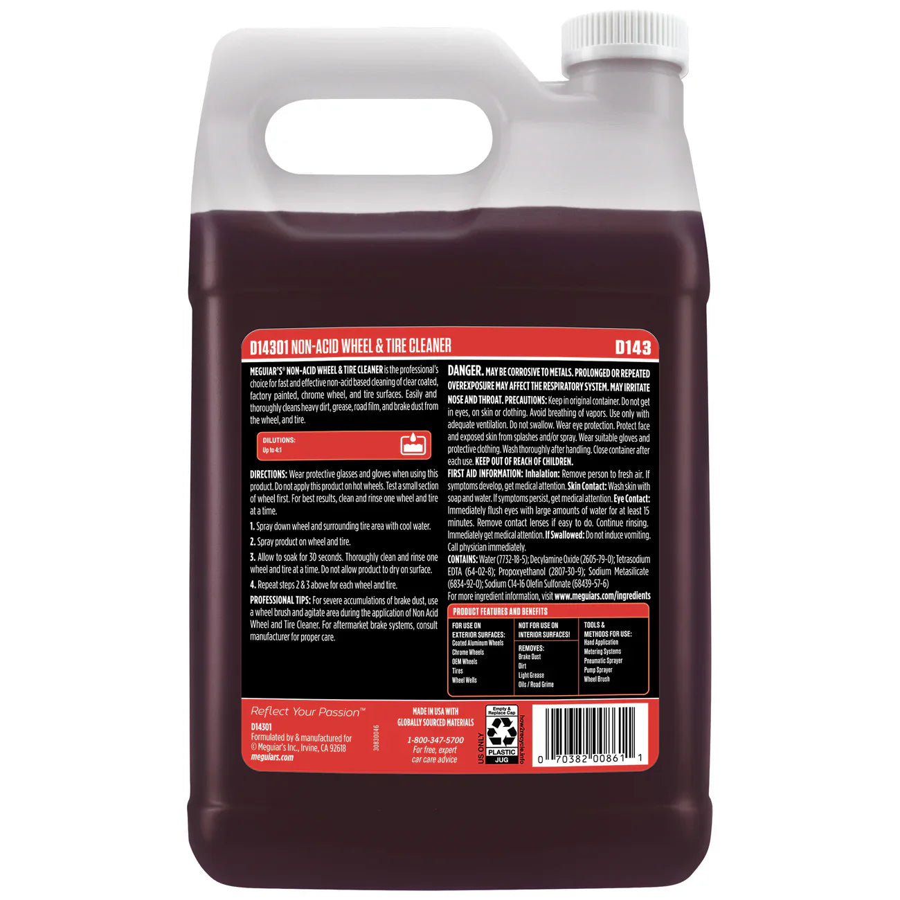 Nettoyant non acide pour jantes et pneus Meguiar's D143 : puissant, sûr et à action rapide