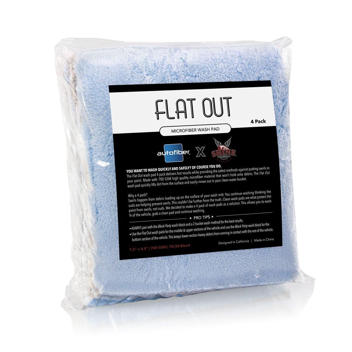 AUTOFIBER Tampon de lavage en microfibre Flat Out - Pack de 4