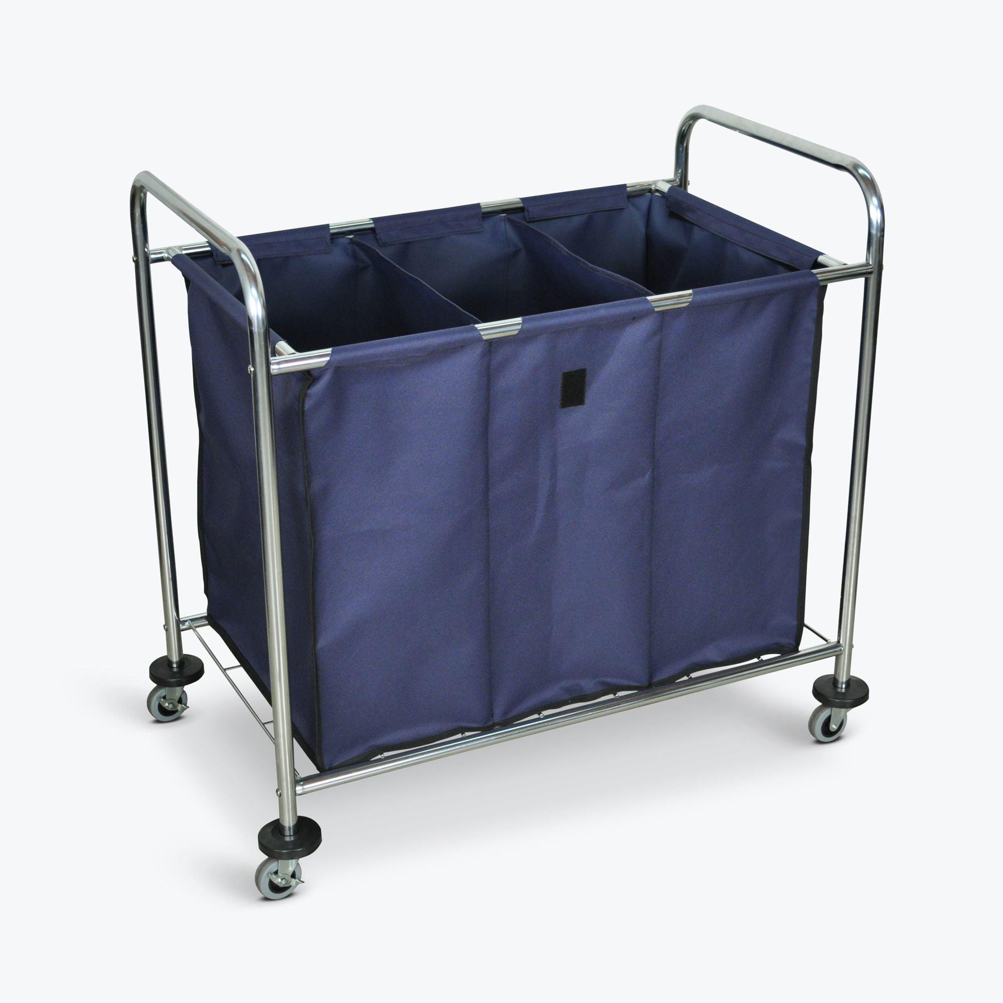 LUXOR HL15 Chariot à linge avec sac en toile divisé en trois compartiments