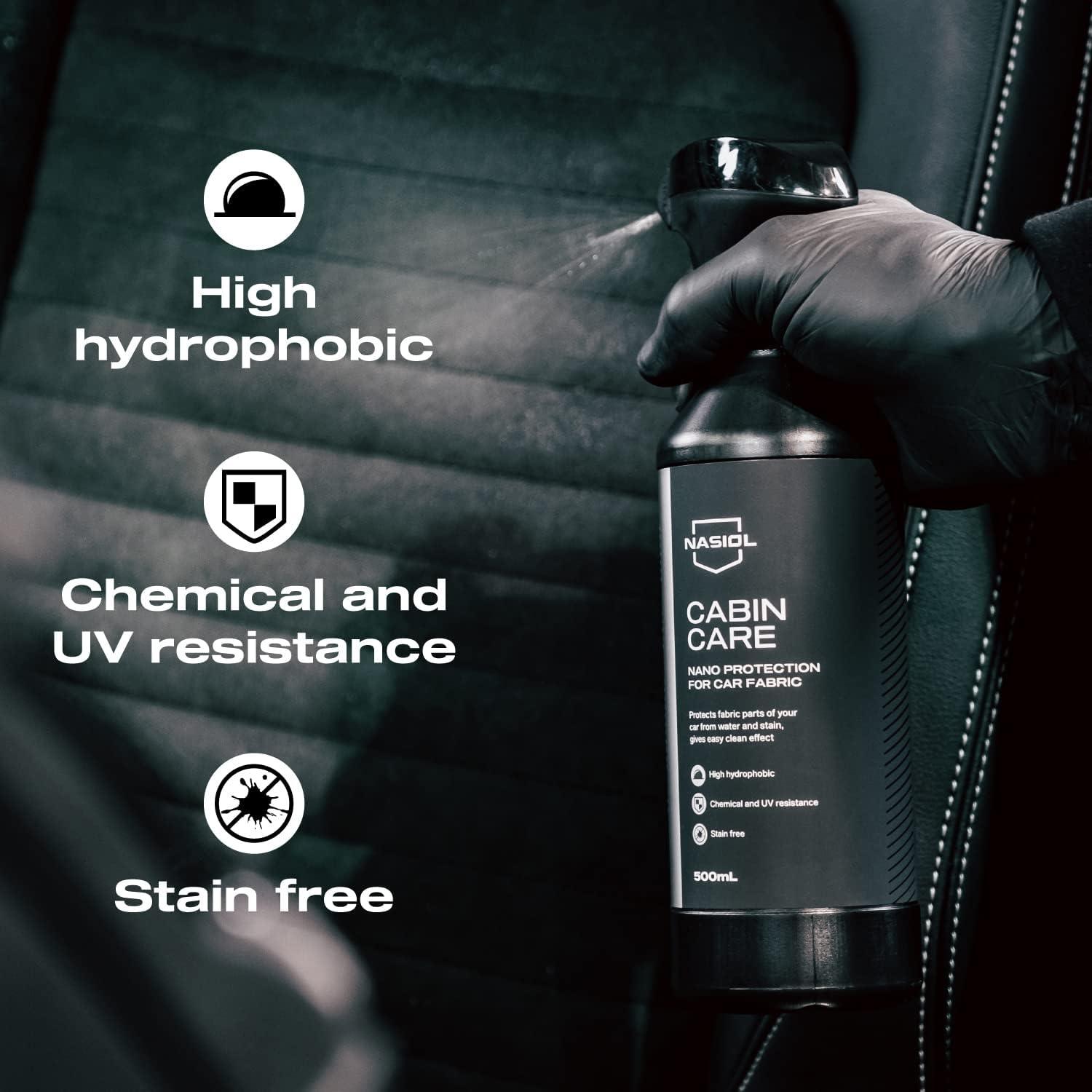 Nasiol CabinCare Fabric Interior Protectant pour les garnitures et les tapis automobiles Protection hydrophobe longue durée pour les sièges, les tapis et les capotes de cabriolets