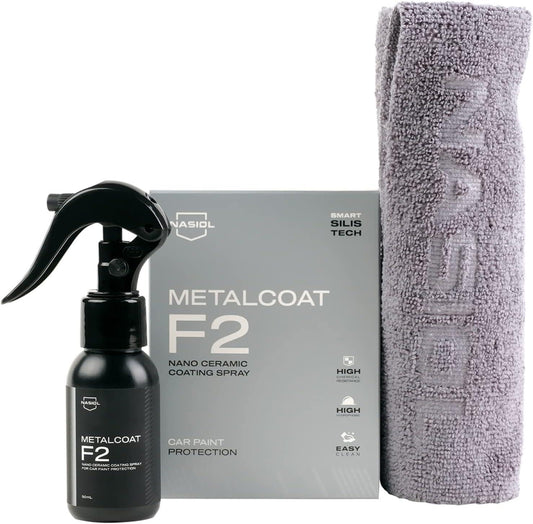 Nasiol MetalCoat F2 Spray-On Ceramic Coating for Fast, Pro-Level Protection Quick Application. Long-Lasting Hydrophobic Performance