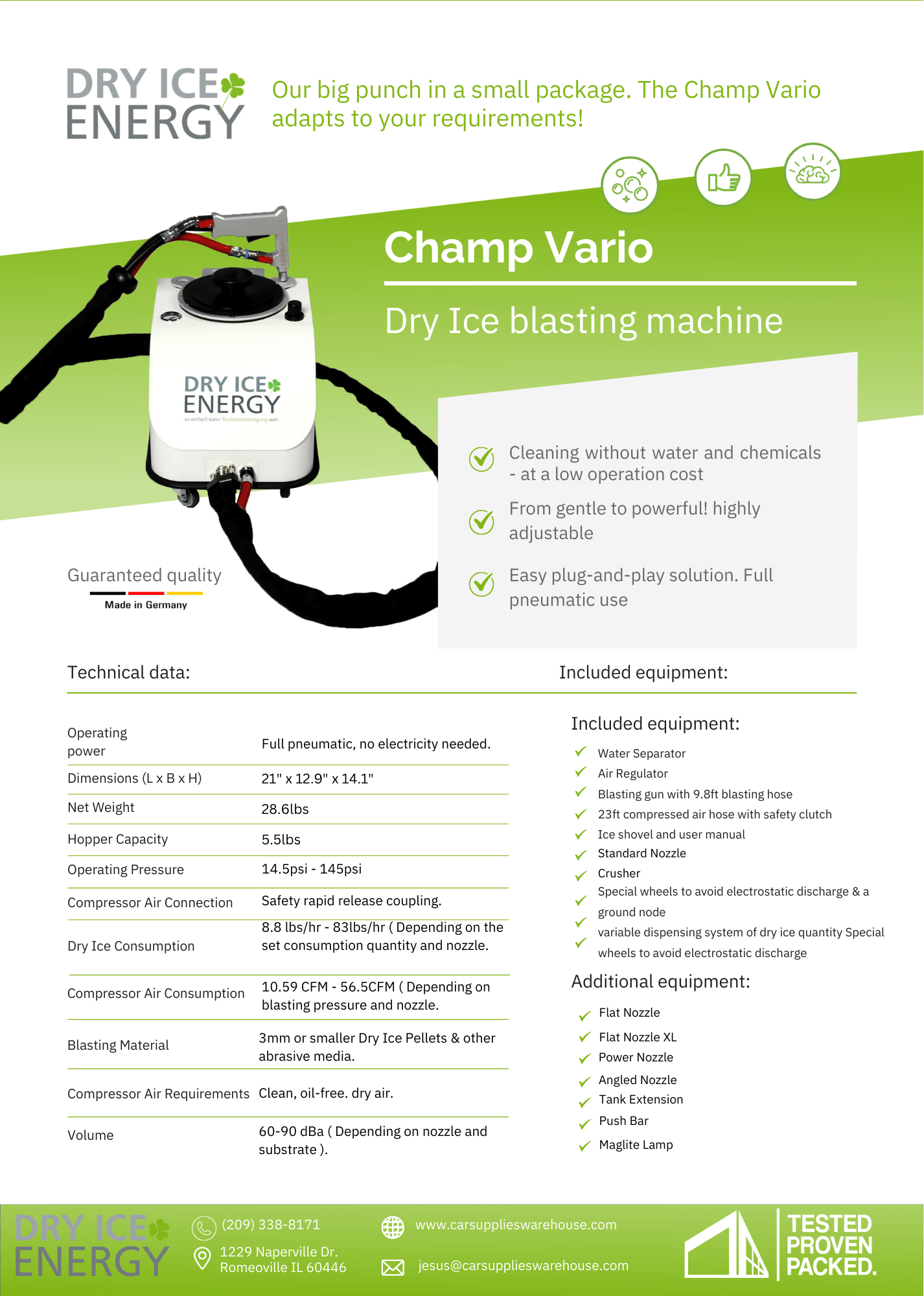 DRY ICE ENERGY Champ Vario Dry Ice Blasting Machine