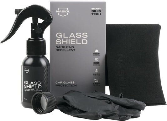 Nasiol Glass Shield Ultra-Hydrophobic Windshield Coating for Safe, Clear Driving All-Season Water Repellent for Enhanced Visibility in Rain, Snow, and Storms