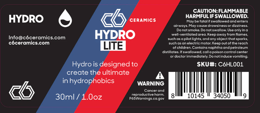 C6 CERAMICS HYDRO LITE Ceramic Coating with Applicator 30ml