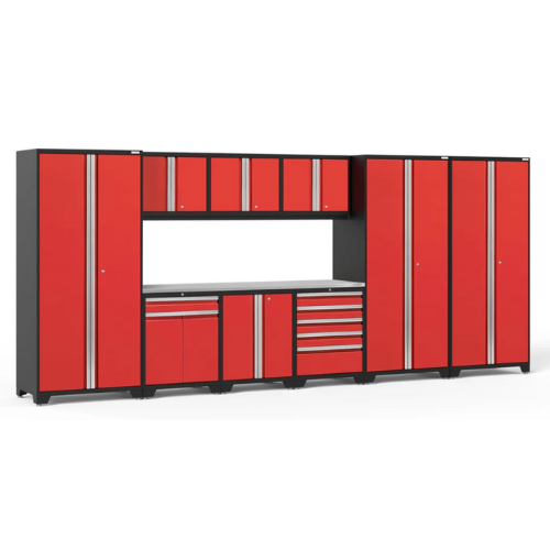 NEWAGE Pro Series 10 Piece Cabinet Set with Lockers, Tool Drawer Cabinet and 84 in. Worktop