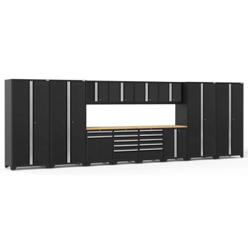 NEWAGE Pro Series 14 Piece Cabinet Set with Lockers, Base, Wall, Tool Drawer, Multi-Function Cabinets and 56 in. Worktop