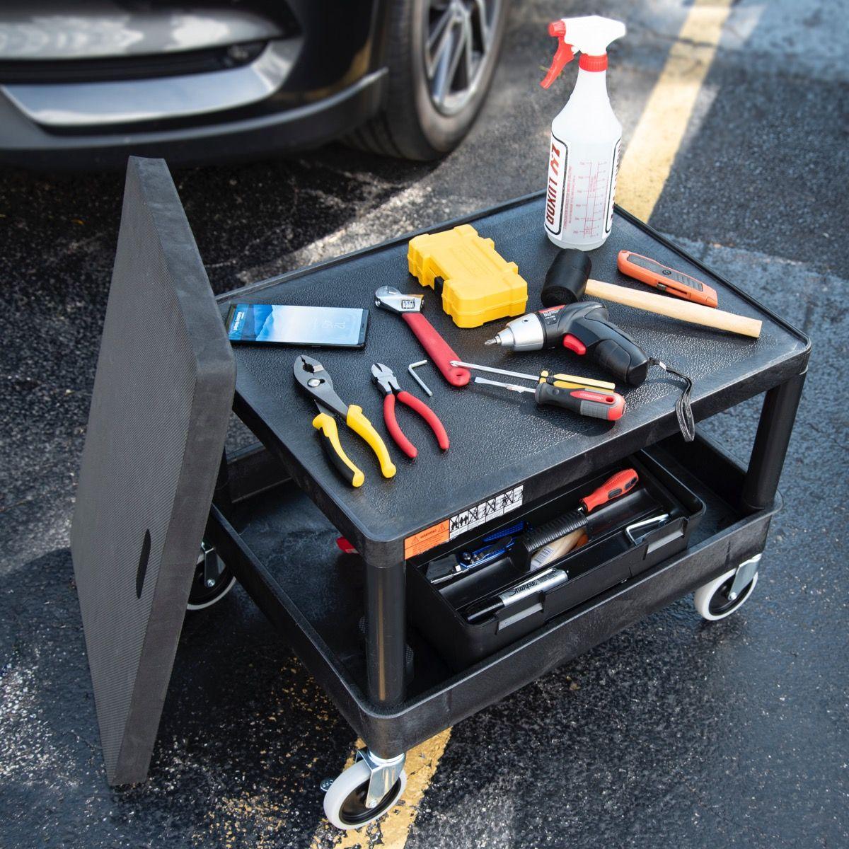 Chaise mobile avec rangement Luxor pour mécanicien – Tabouret roulant pour garage et atelier