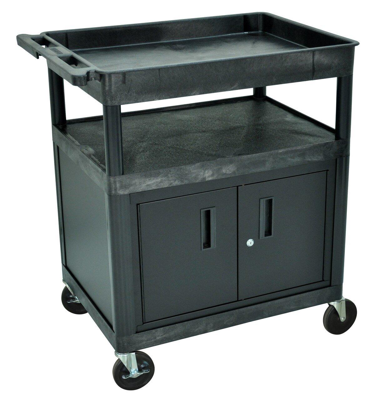 Chariot utilitaire robuste à 3 étagères LUXOR TC – 32" x 24" – Étagères plates et en forme de cuve