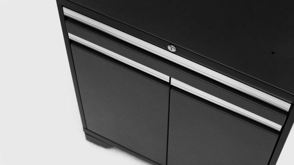 NEWAGE Série Pro 7 Pièces Ensemble de Cabinets avec Cabinet Bas, Cabinet Mural, Tiroir à Outils, Casiers et Plan de Travail de 56 pouces