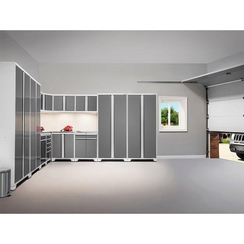 NEWAGE Série Pro 7 Pièces Ensemble de Cabinets avec Cabinet Bas, Cabinet Mural, Tiroir à Outils, Casiers et Plan de Travail de 56 pouces