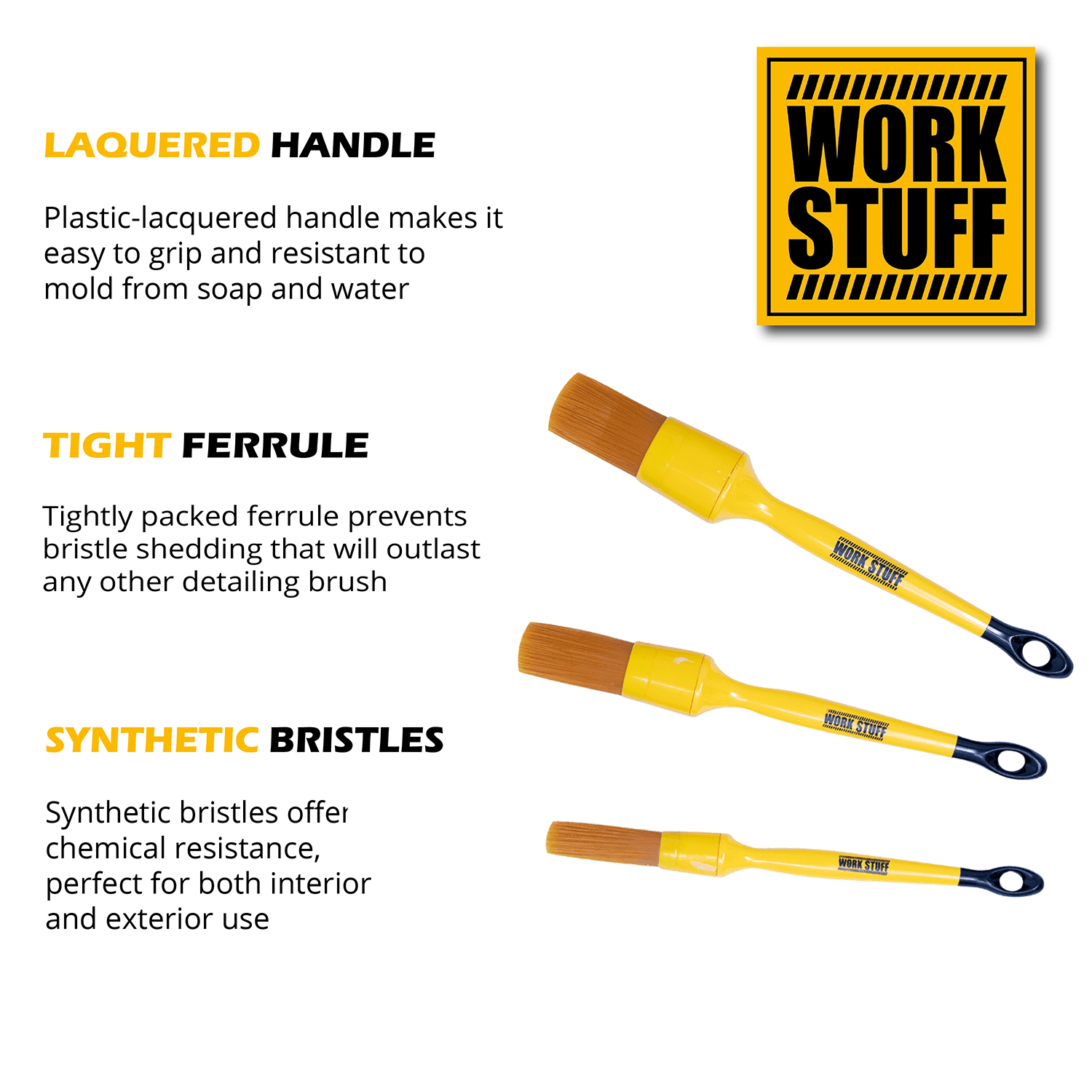 WORK STUFF Detailing Brush Albino Orange 3 pack
